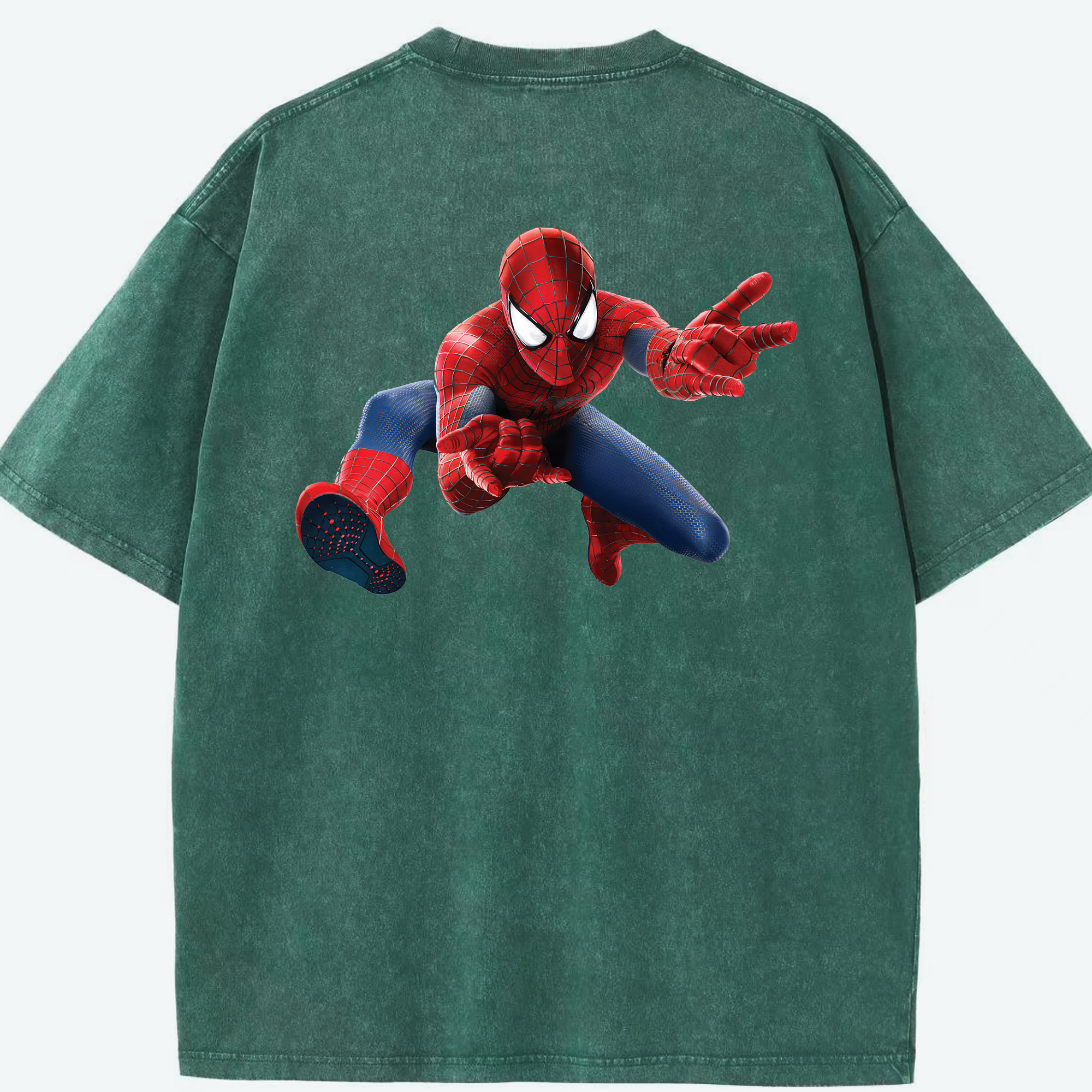 （画像用） Spider Man スパイダーマン 綿100% ヴィンテージ風 半袖Tシャツ（背面プリント）
